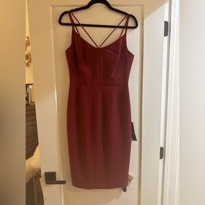 Black Halo Midi Dress w Criss Cross Neckline - NWT